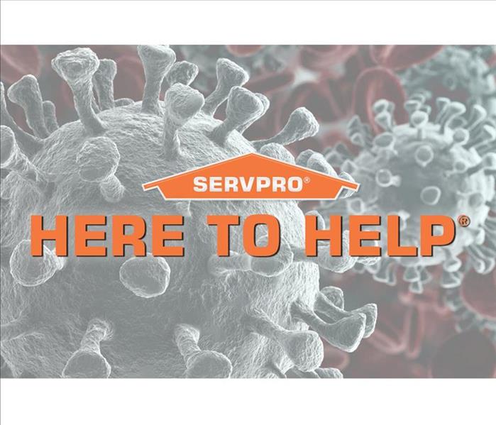 Coronavirus stock photo with SERVPRO logo and tagline Here to Help
